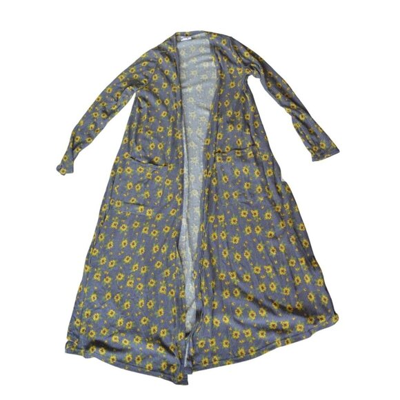 LuLaRoe Sarah S Long Floral Cardigan Duster Womens Open Front Sweater Spring Eas - Picture 5 of 7
